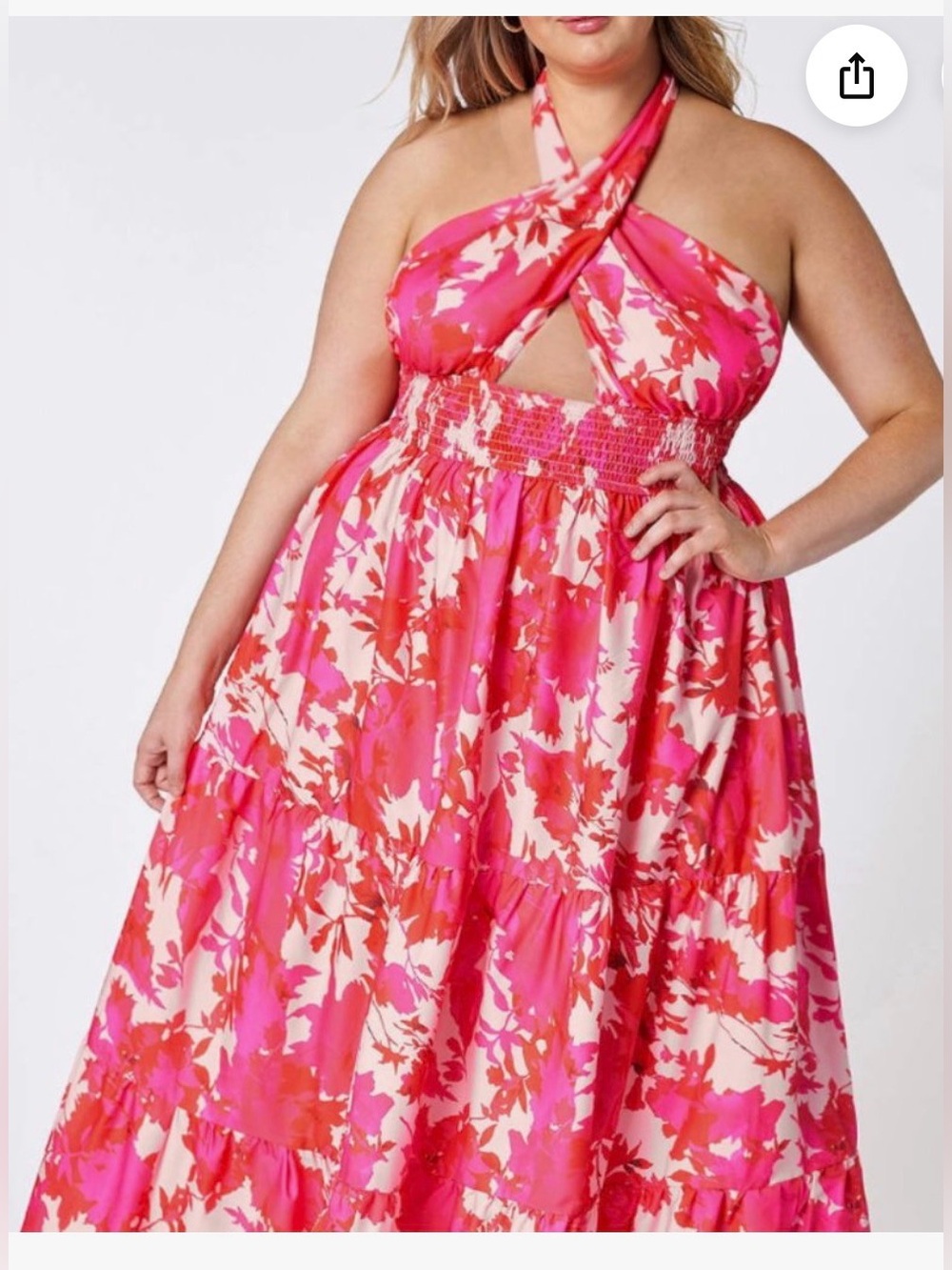 NWT Luxedo Pink Fushia Floral Convertible Halter Maxi Dress Size 1X 💃